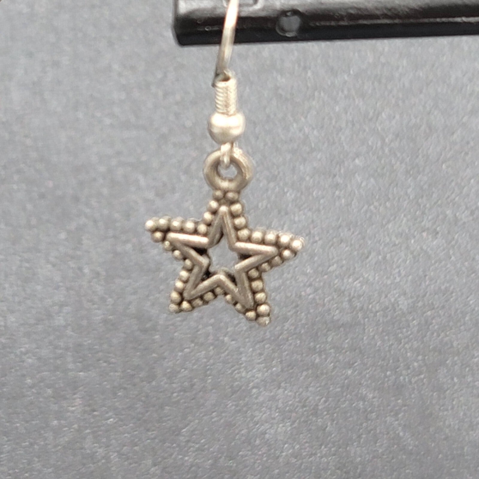 Lot of 2 Pierced Earrings Silver tone STARS Dangle Hoops