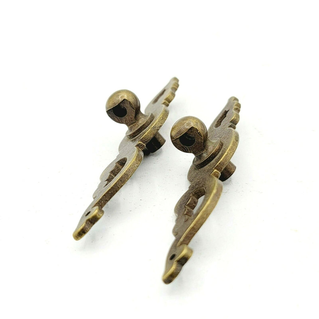 Brass Plate Drop Bail Pull Repair Lot of 2 Salvage Drawer Hardware Reclaimed