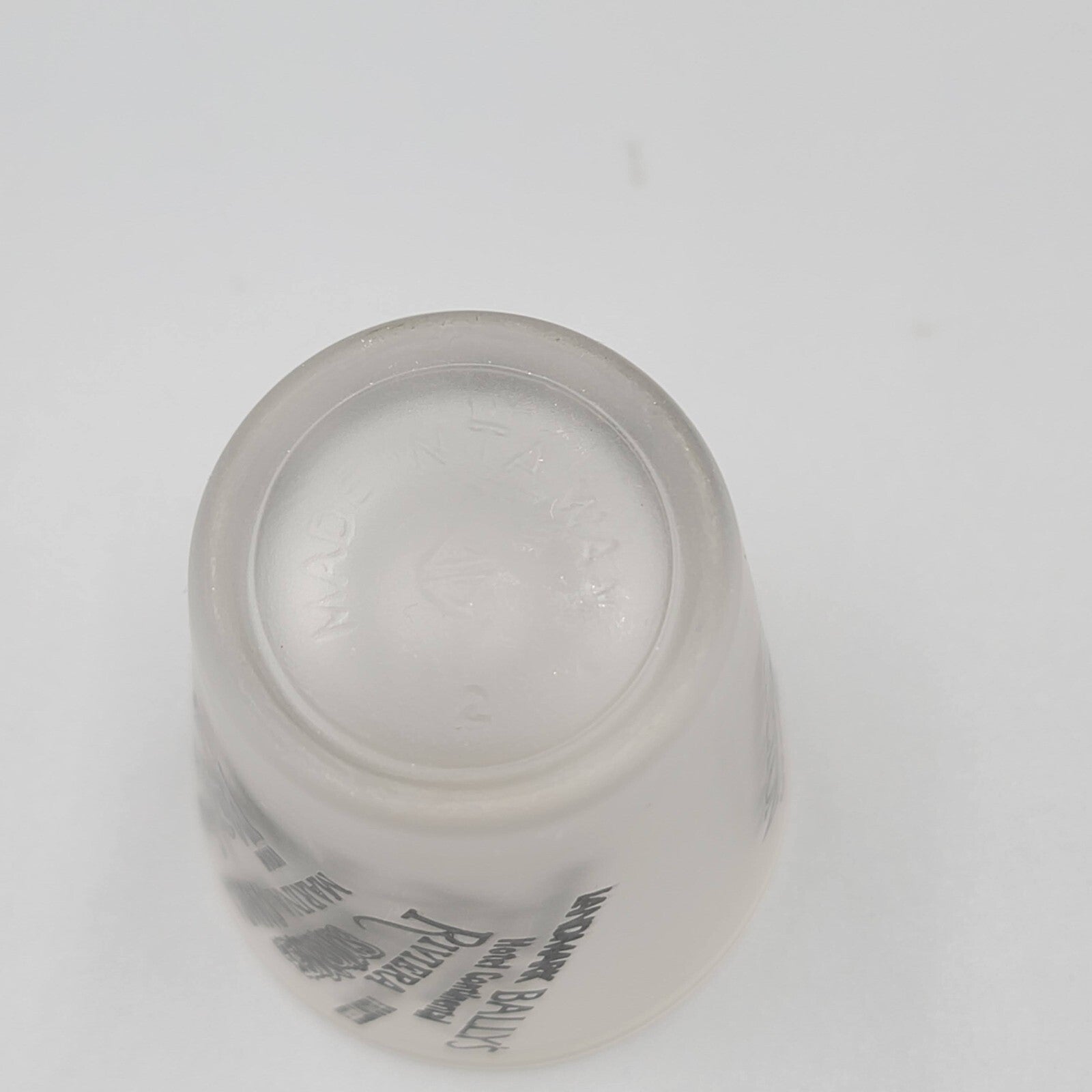 Vintage Las Vegas Casino Shot Glass Black Letters Frosted Glass Souvenir