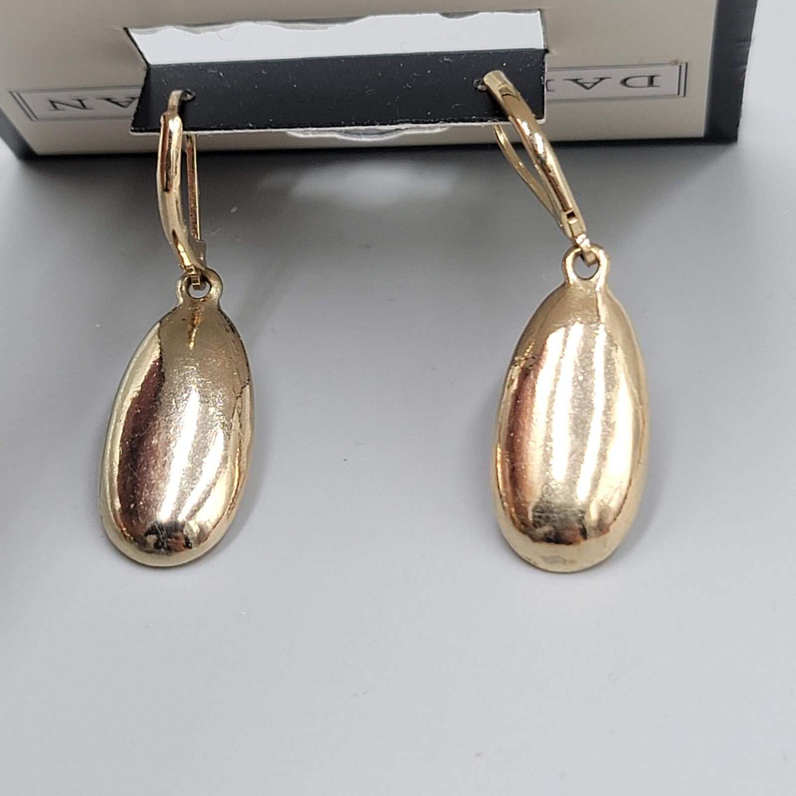 Dana Buchman Pierced Earrings Gold Tone Oval Dangle New