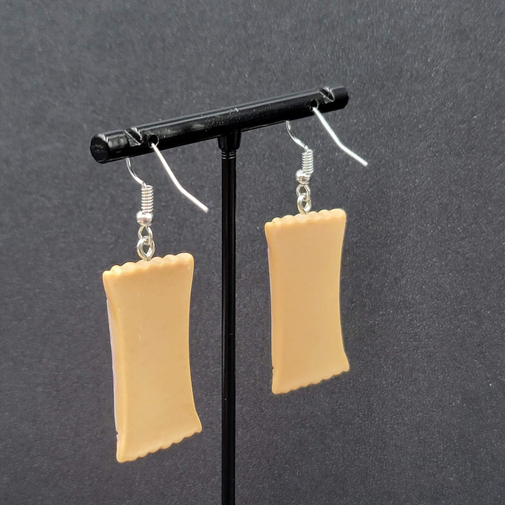 New CADBURY CHOCLAIRS Candy Pierced Earrings Acrylic Dangle 1.25"