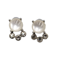 White Moonglow Rhinestone Rhinestone Pierced Earrings Silver tone Drop 3/4 in