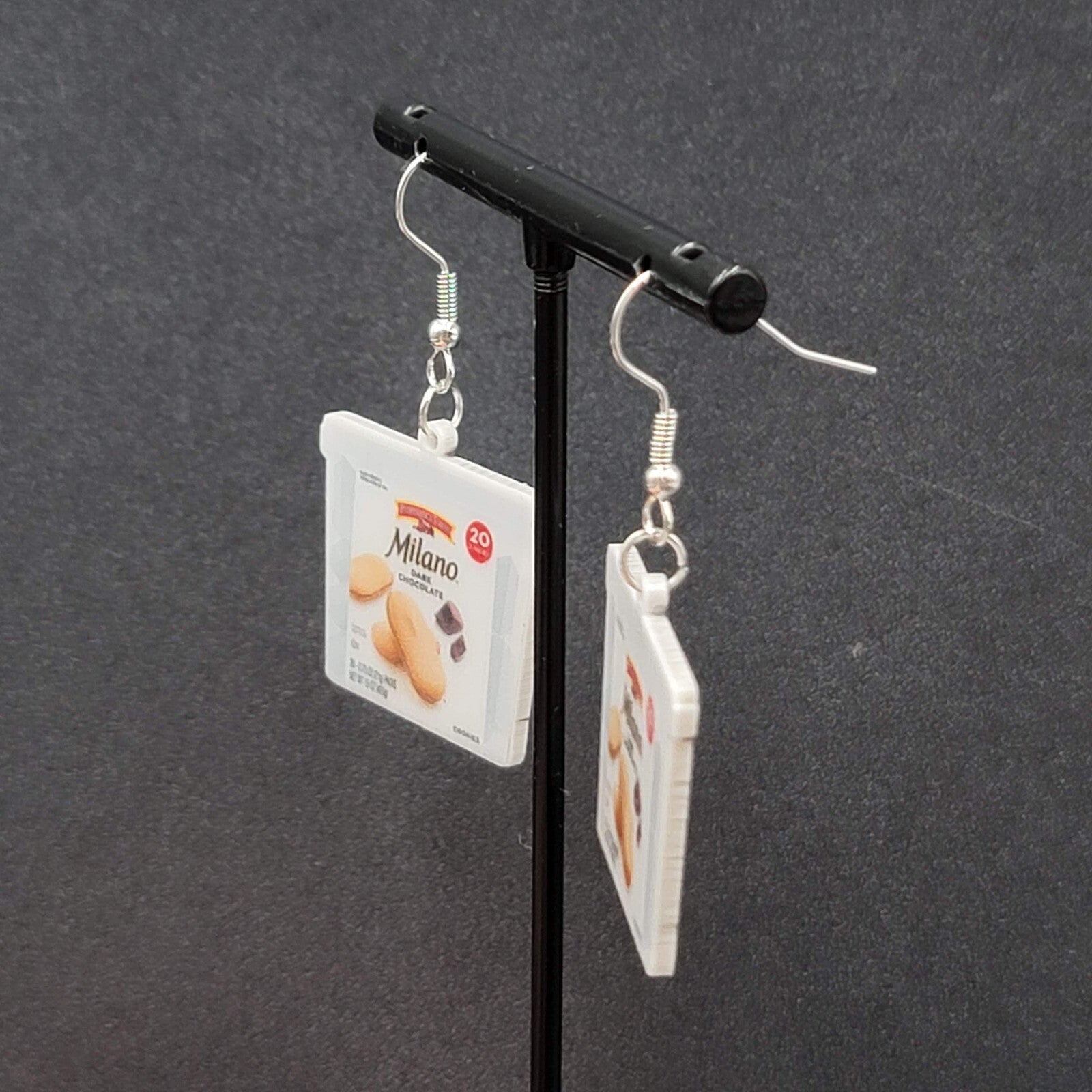 Pierced Earrings Milano Cookies Snack Novelty Fun Dangle  1"