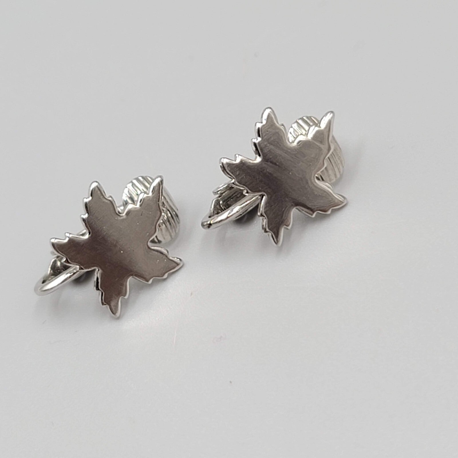 VintageMaple Clip on Earrings Silver tone Studs 1/2"