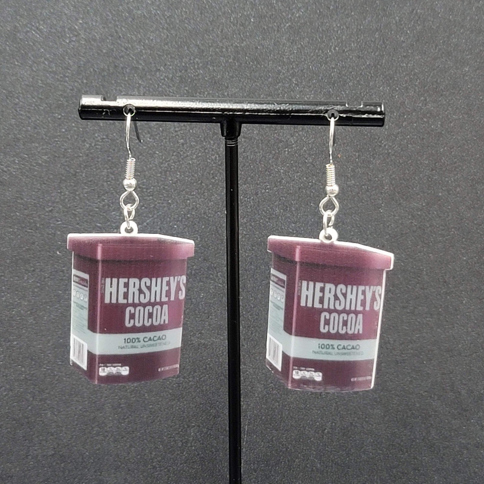 Pierced Earrings Hersheys Cocoa Acrylic Dangle 1.25"