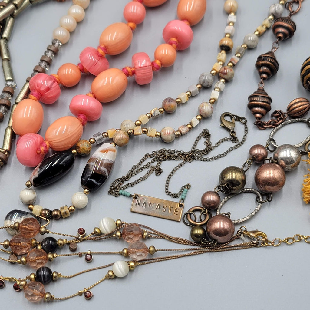 Jewelry Lot Necklace Bracelet Earrings Wood Boho Stone Bead 40 pcs
