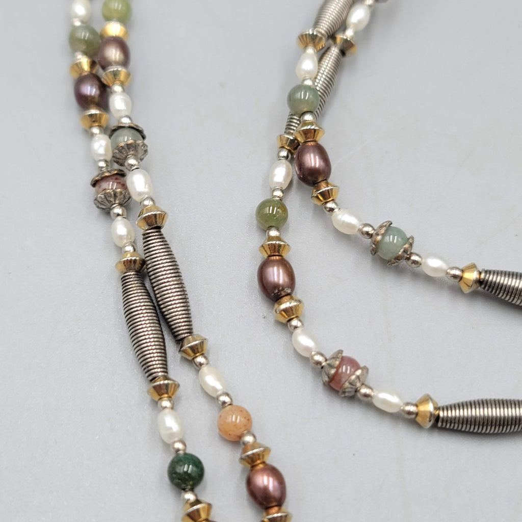Ethnic Multi Stone Necklace Mixed Materials 18"-22"