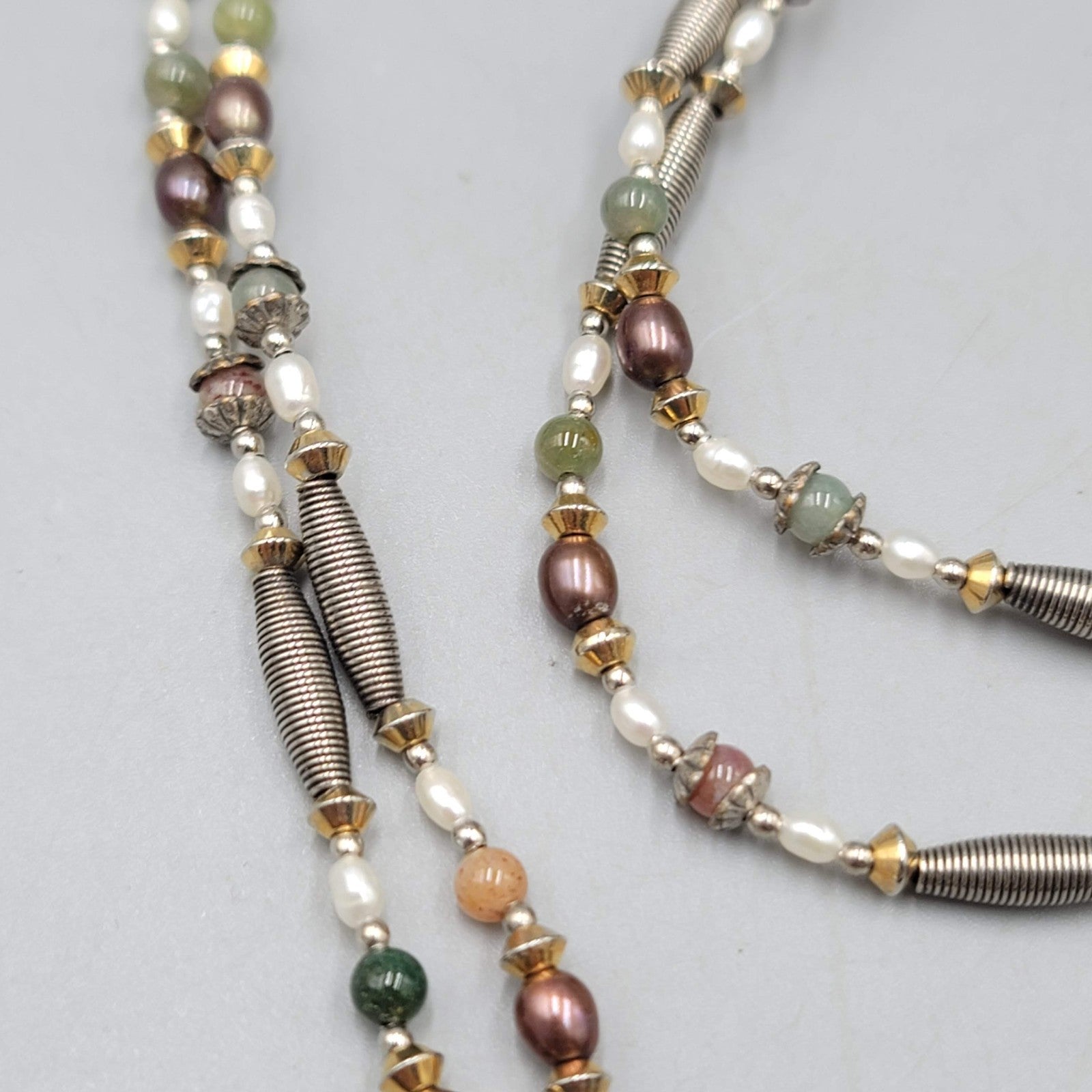 Ethnic Multi Stone Necklace Mixed Materials 18"-22"
