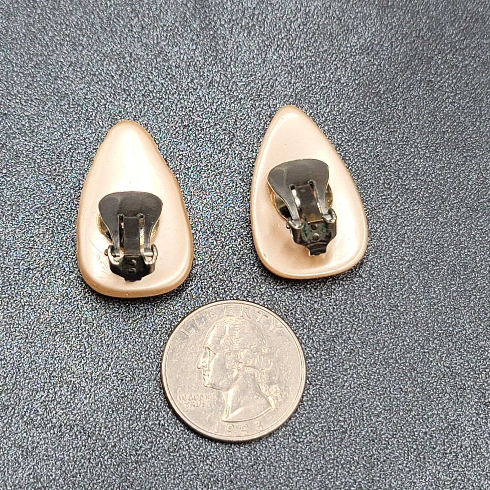 Vintage Clip on Earrings Teardrop Peach Acrylic Climber 1.25"