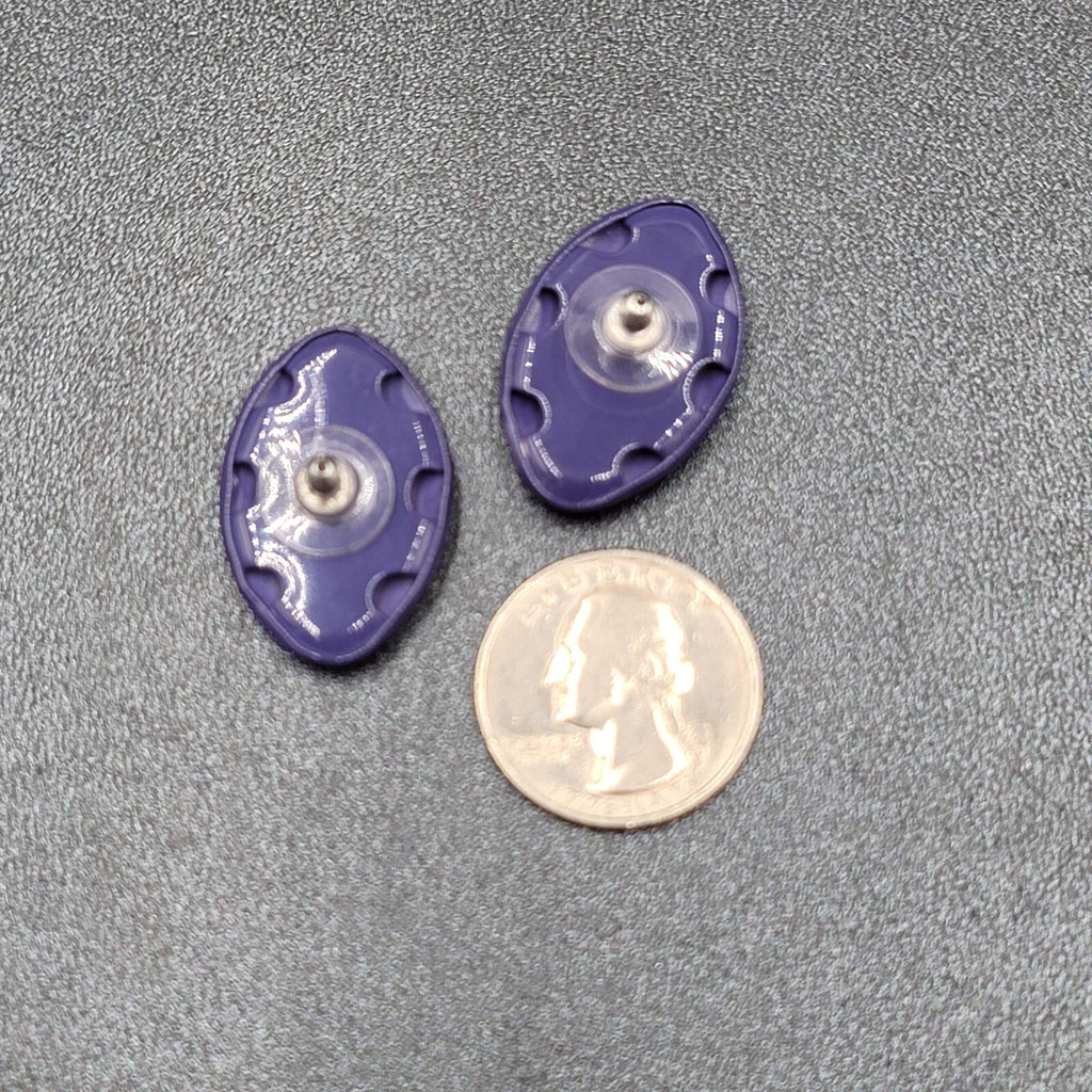 Vintage Pierced Earrings Purple Enamel Over Metal Drop 1.25"