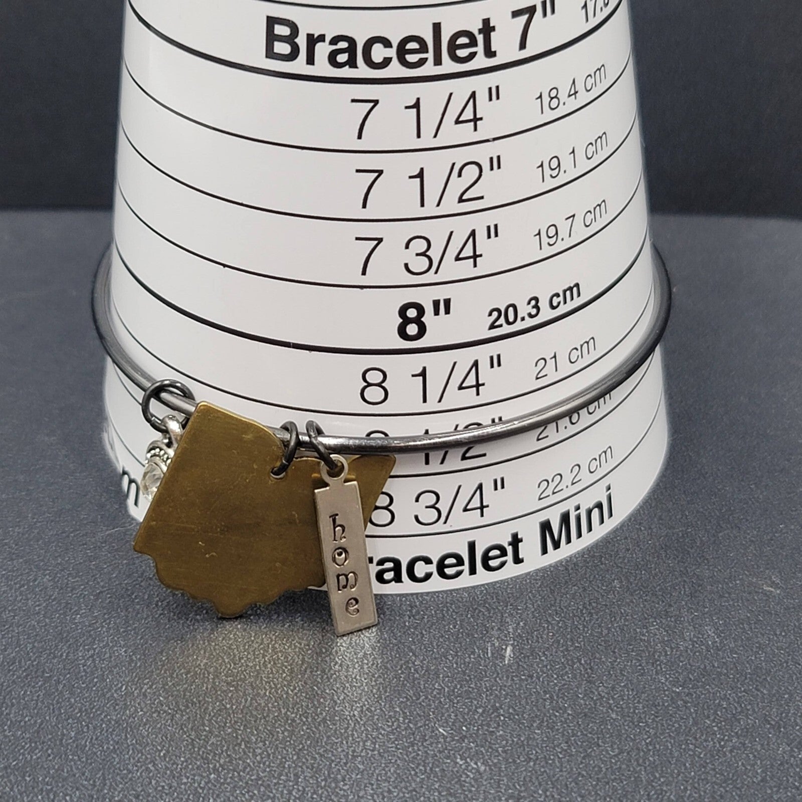 Black Bangle Bracelet Ohio Home Charm Dangle 8.5"