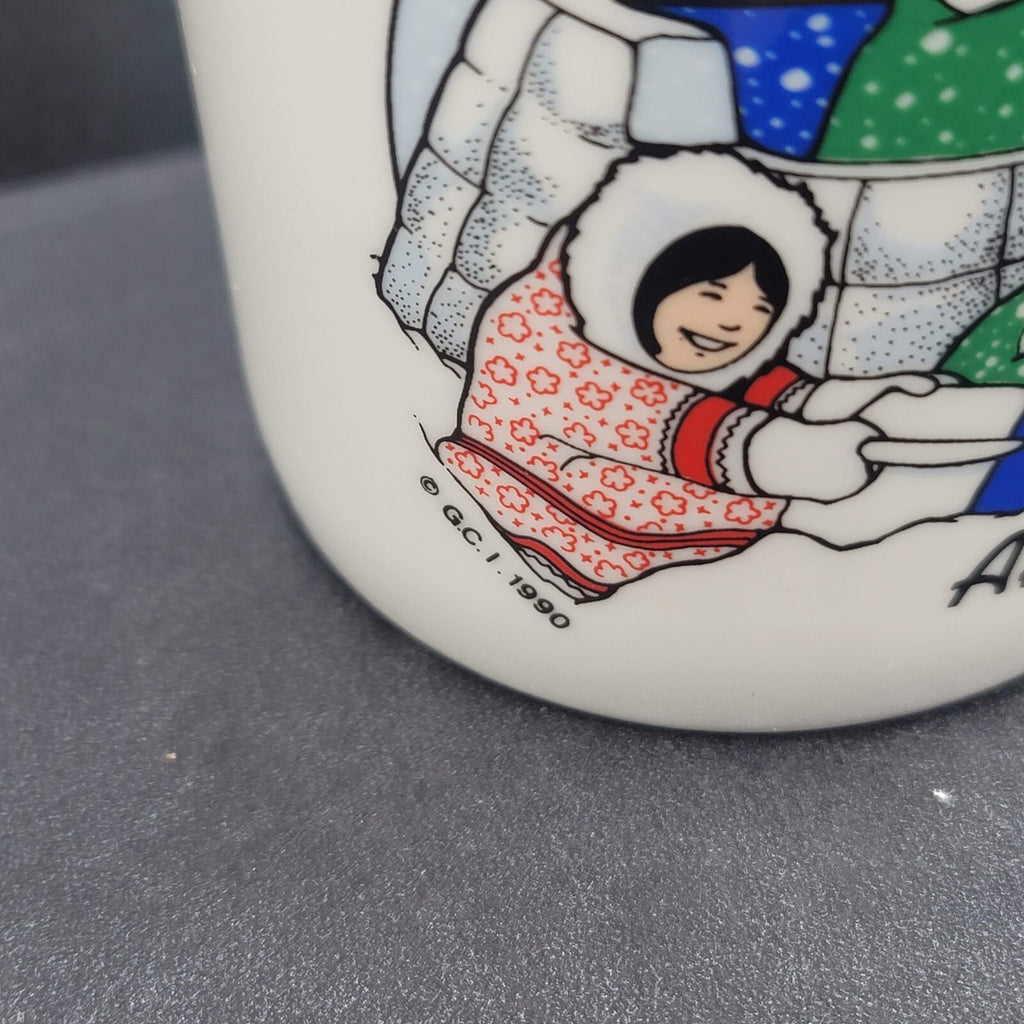 Vintage Coffee Mug Cup Alaska Souvenir Eskimos Igloo Graphic