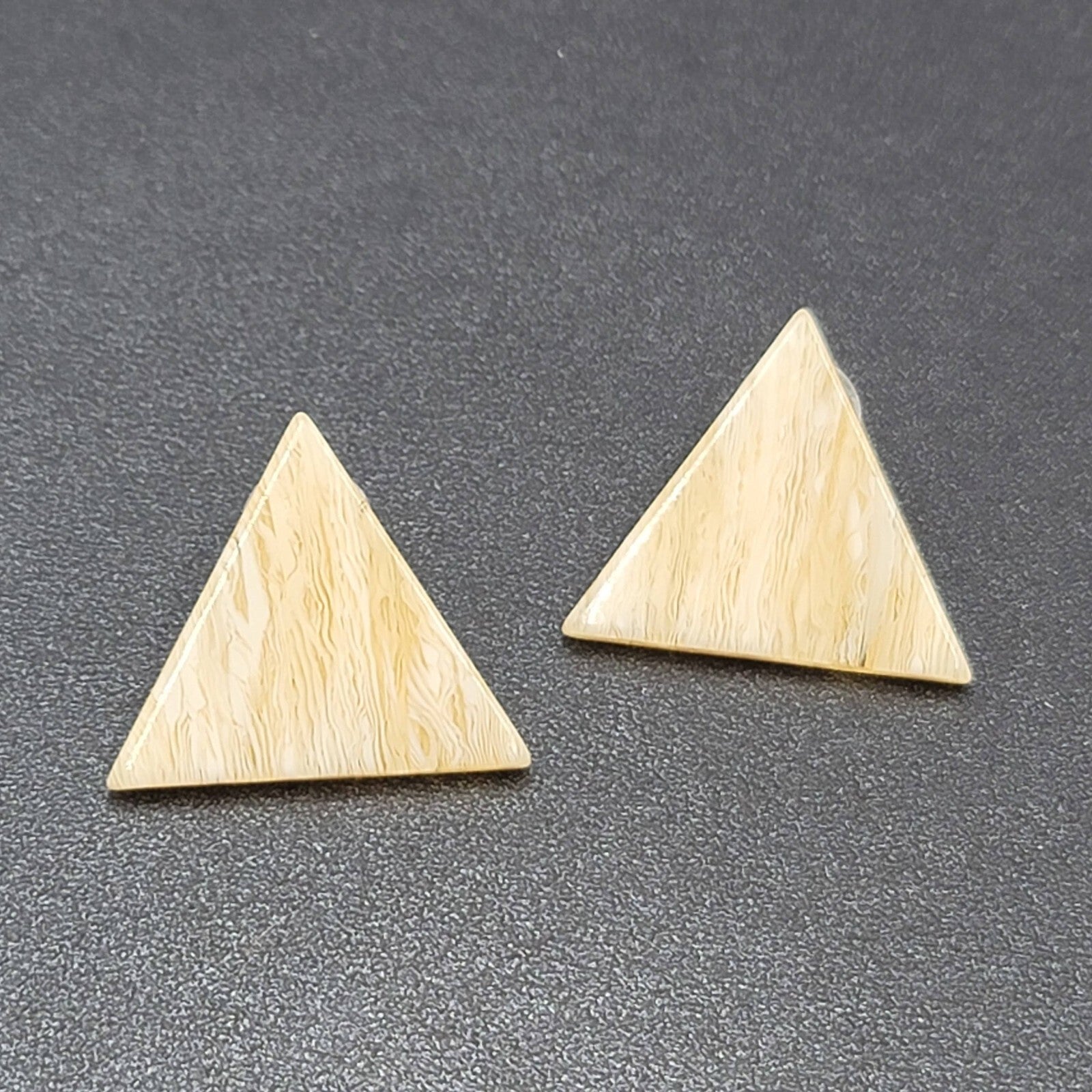 Vintage Pierced Earrings Resin Translucent Triangle Drop 1"
