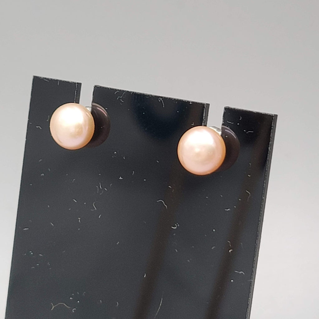 Pink Pearl Studs Pierced Earrings 1/4"