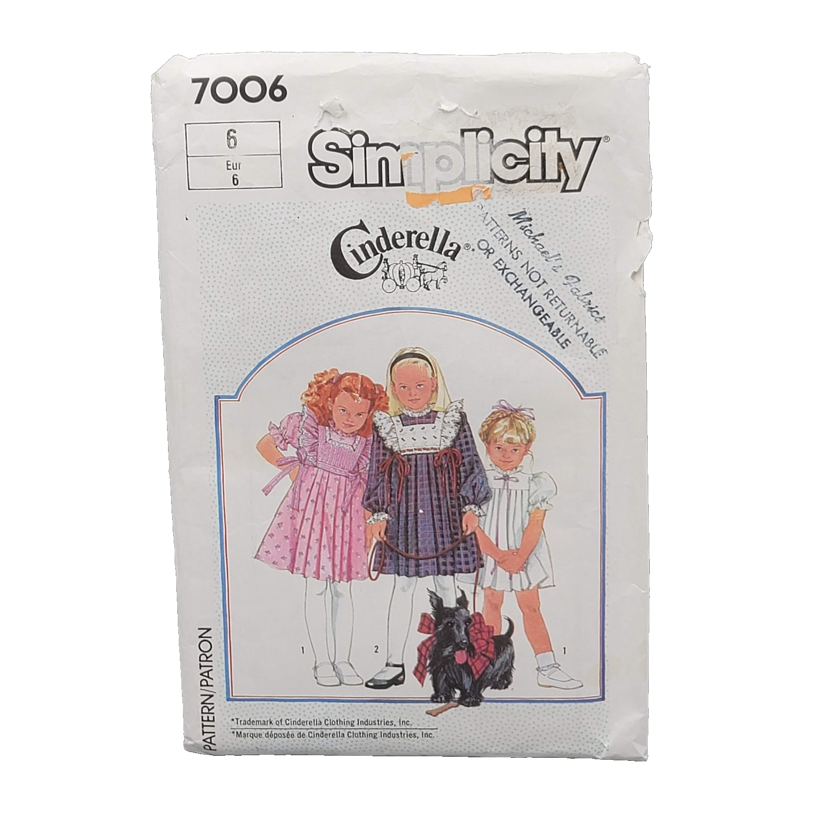 Vintage Simplicity 7006 Sewing Pattern Girls Dress Size 6 Cinderella 15 Pieces