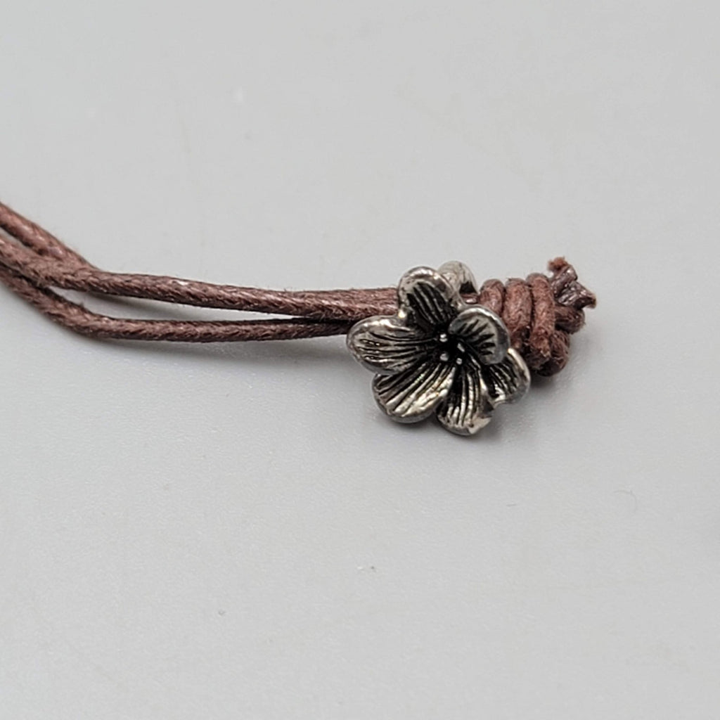 Fossil Necklace Blue Stone Adjustable Cord