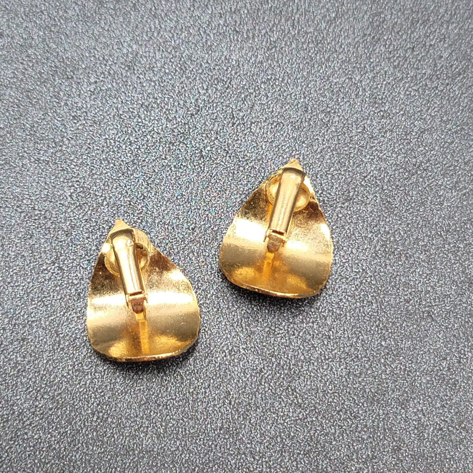 Vintage Clip on Earrings Cloisonne Enamel Flower Butterfly Red Drop 1"