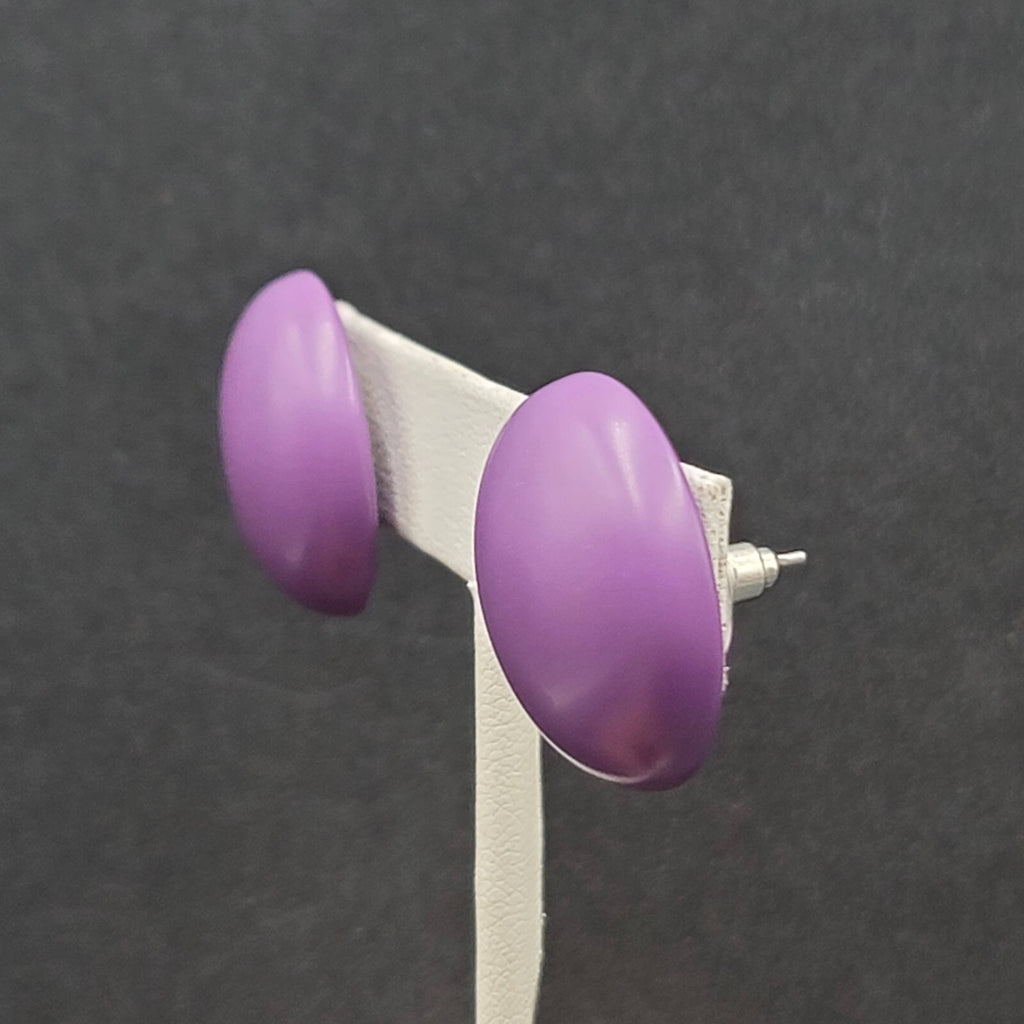 Vintage Pierced Earrings Purple Domed Studs Estate Costume Jewelry 1"