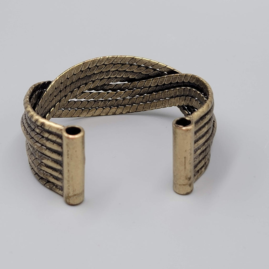 Brass Twist Cuff Bracelet Boho Statement Metal 6.5"
