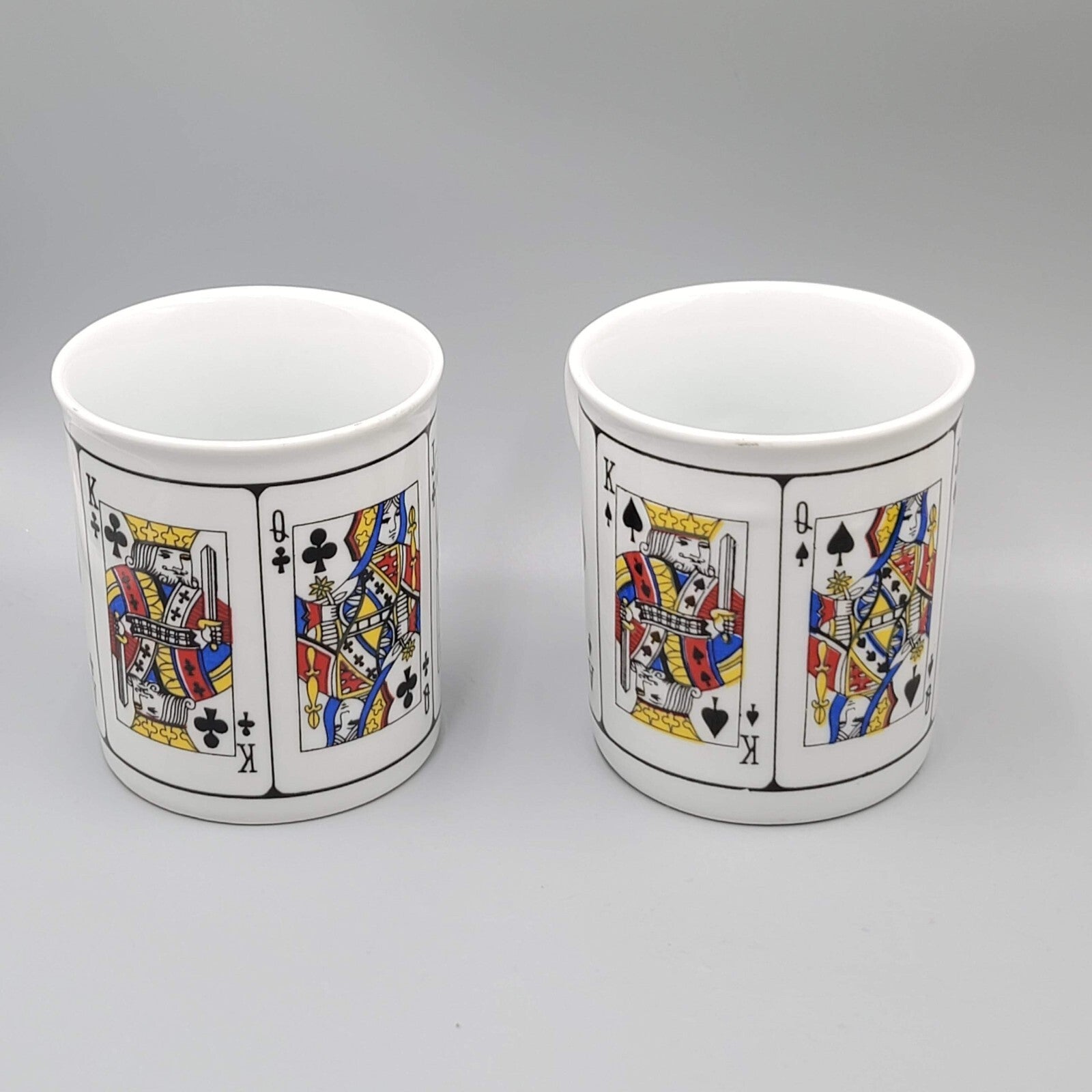 Vintage Playing Card Coffee Mugs Set Jobar International Poker Casino 2 Cups