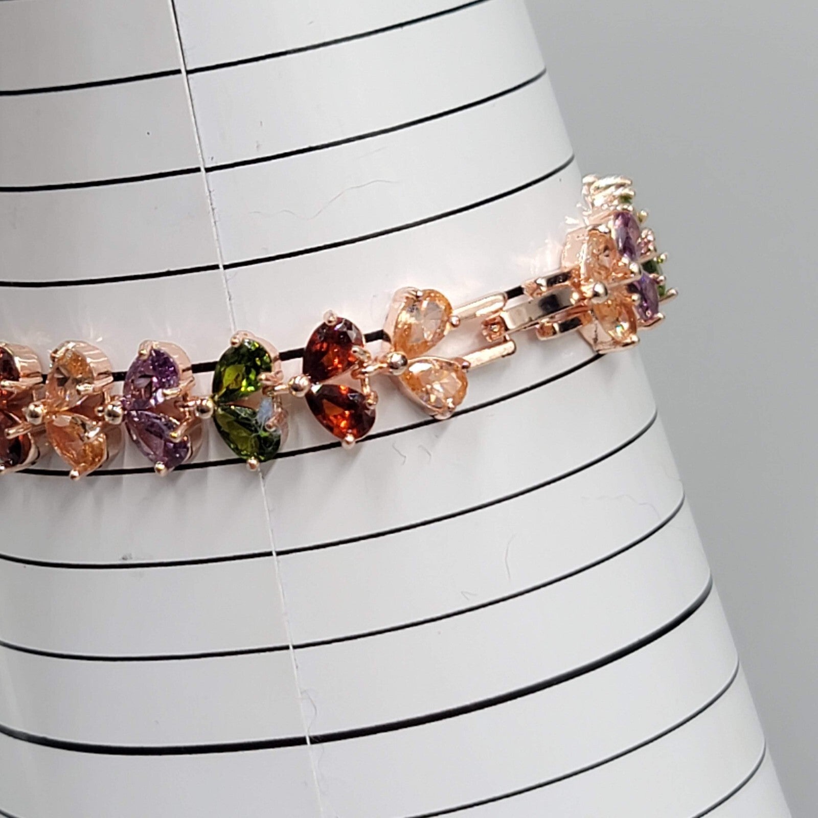 Rose Gold tone Tennis Bracelet Teardrop Shape Crystal 7"