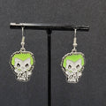 Beetlejuice Pierced Earrings Enamel Silver tone Horror Movie Dangle 1.25" FS