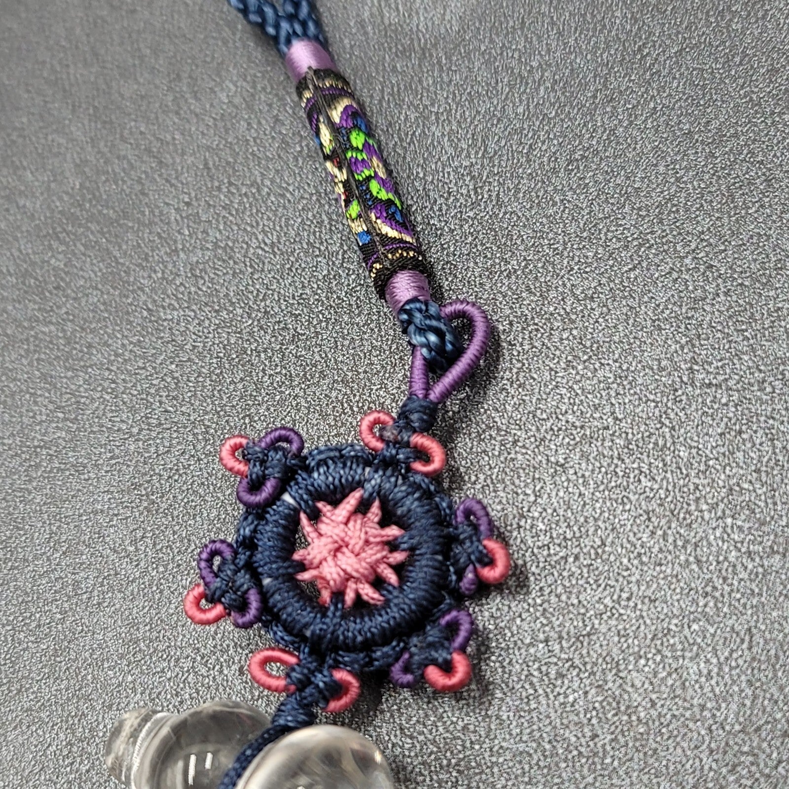 Semi Precious Stones Car Rearview Mirror Pendant Lucky Knot Hanging Ornament 11"