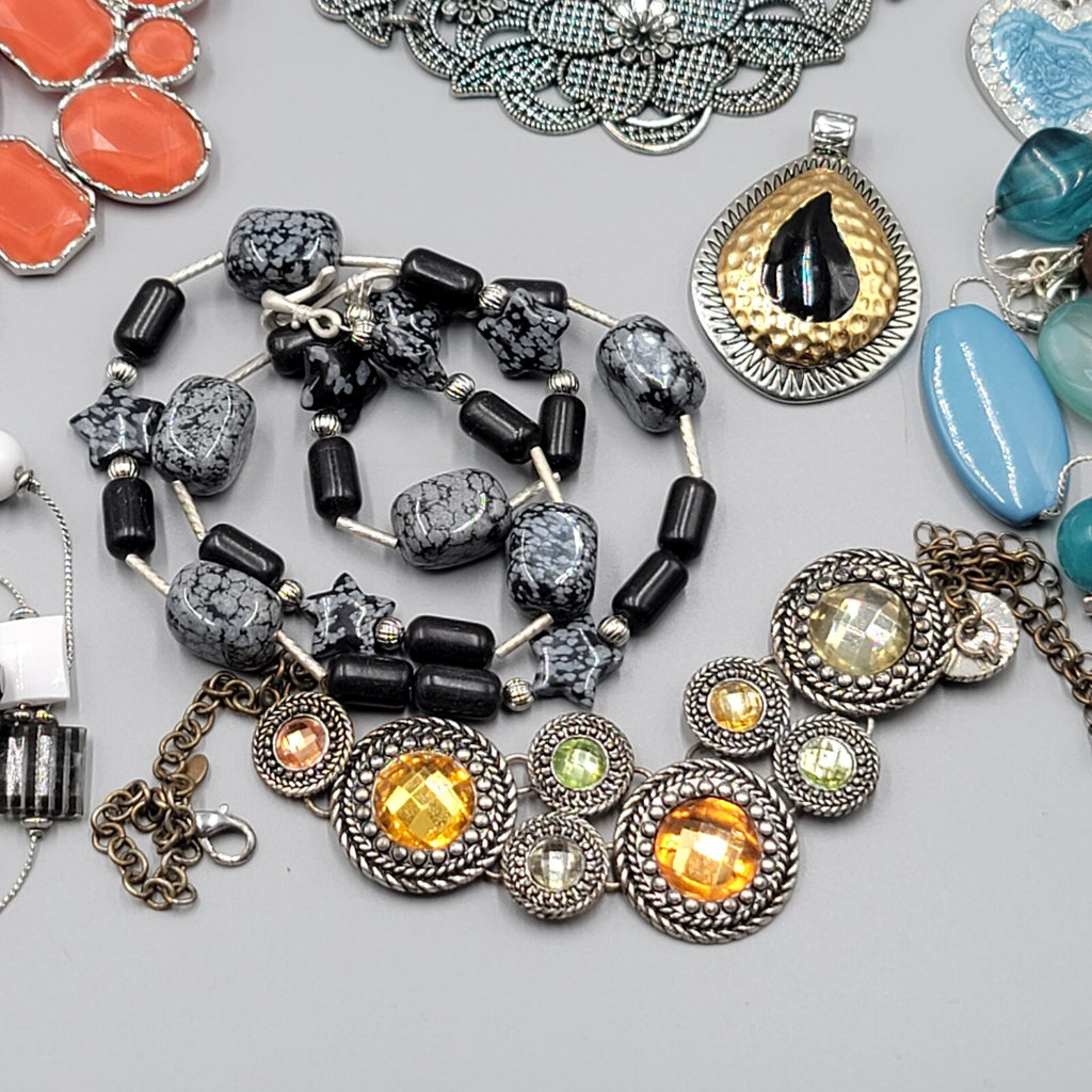 Silver tone Fashion Jewelry Lot of 39 Necklace Bracelets Earrings All Wearable