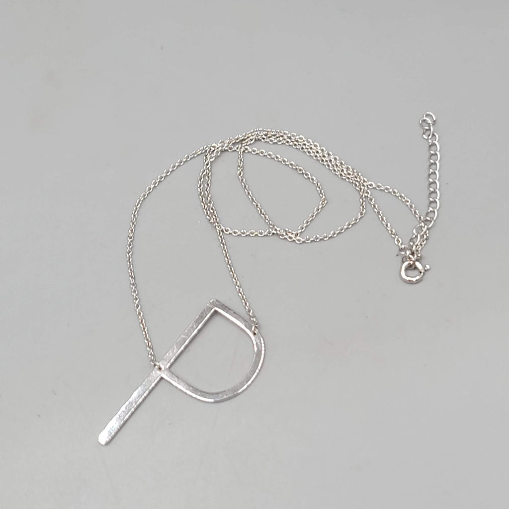 Initial Letter P Necklace Monogram Silver tone Chain Pendant 18"-20"