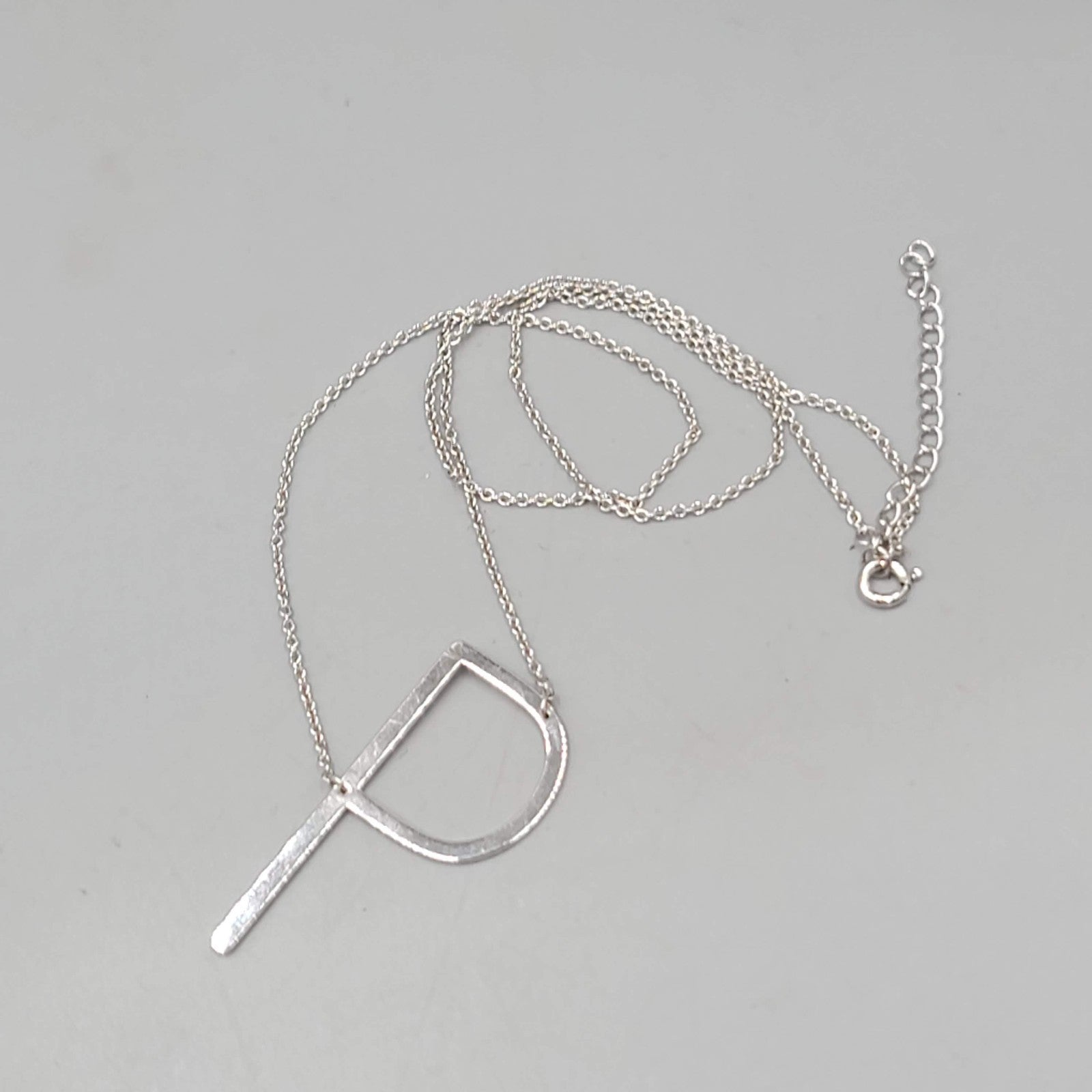 Initial Letter P Necklace Monogram Silver tone Chain Pendant 18"-20"