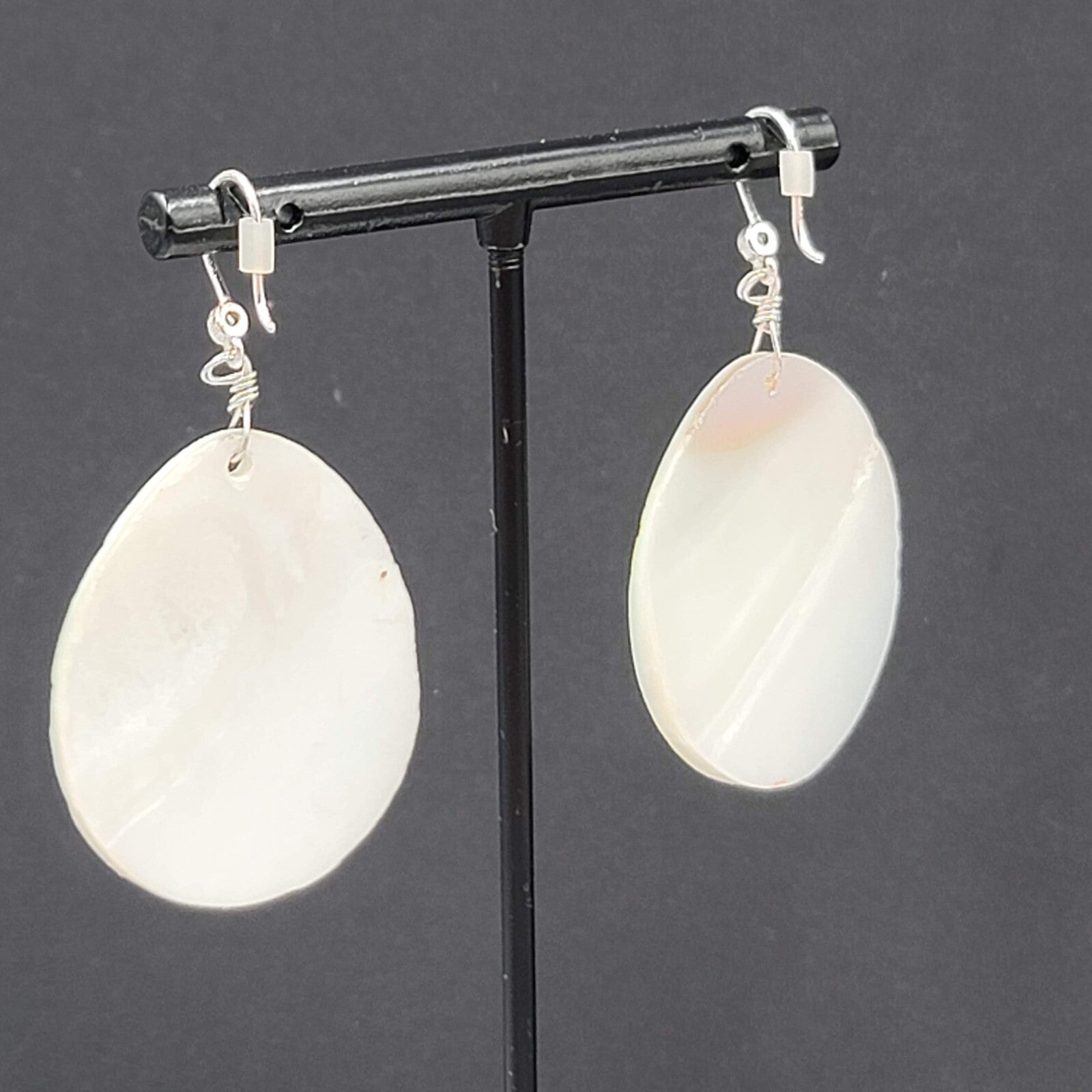 Shell Pierced Earrings Mother of Pearl Yellow Green Teardrop Dangle 1 5/8"