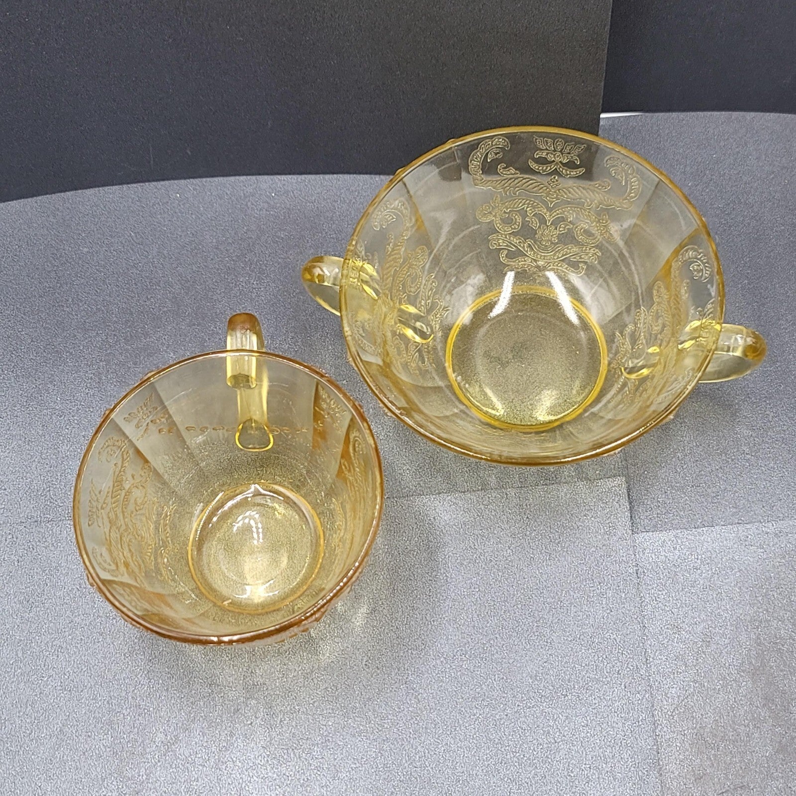 Vintage Federal Yellow Depression Glass Sugar Bowl and Mug