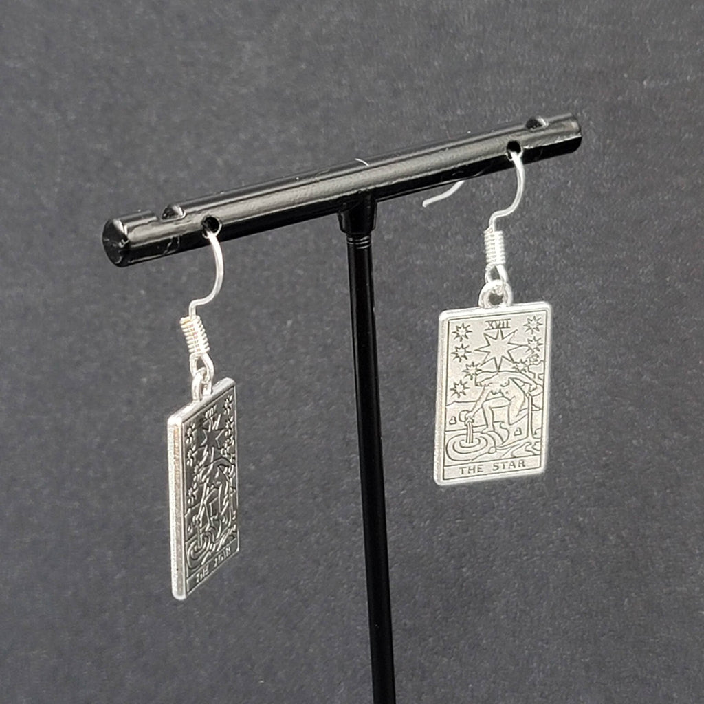 The STAR Tarot Card Pierced Earrings Silver tone 1"