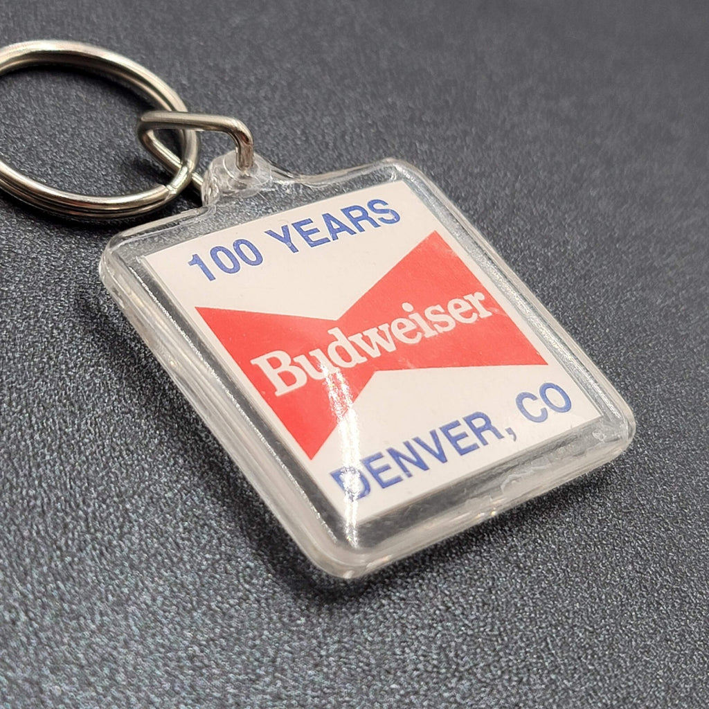 Budweiser Breweriana Beer Key Chain Ring 100 Years Denver CO Vintage