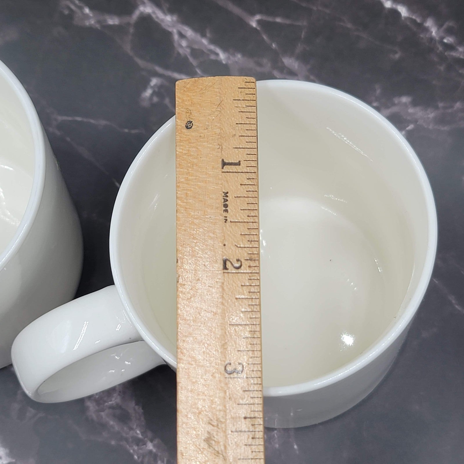 Set of 2 Starbucks Coffee Mug White Gold Lettering 2015