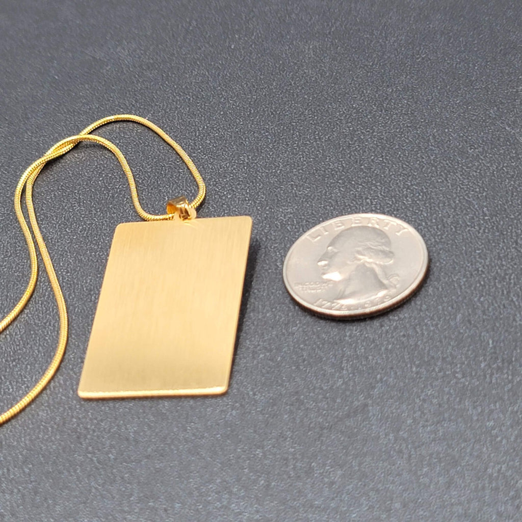 The WORLD Tarot Card Pendant Necklace Major Arcana Gold tone 18”.