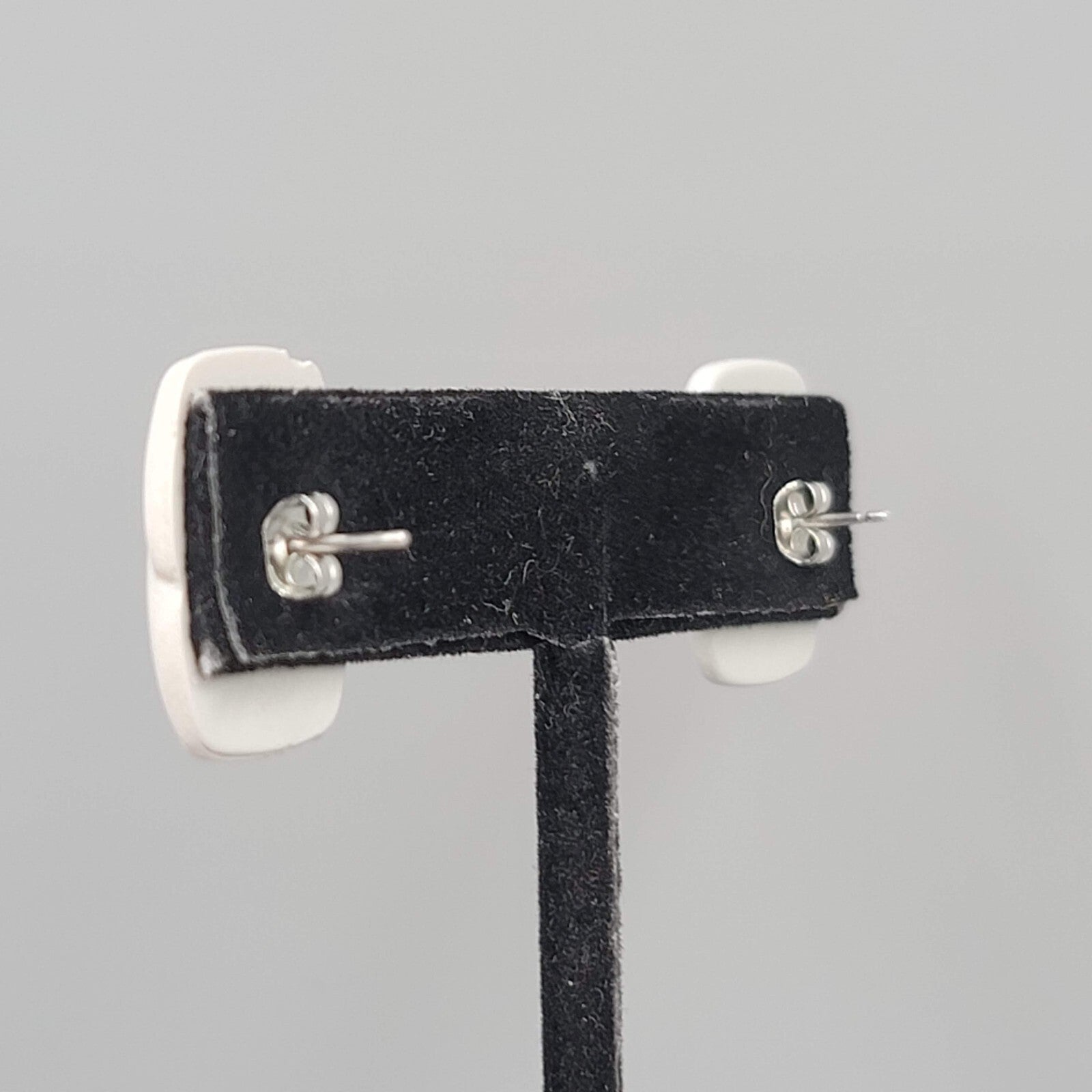 Vintage Gray Pierced Earrings Simple Acrylic Rectangle Drop 3/4"