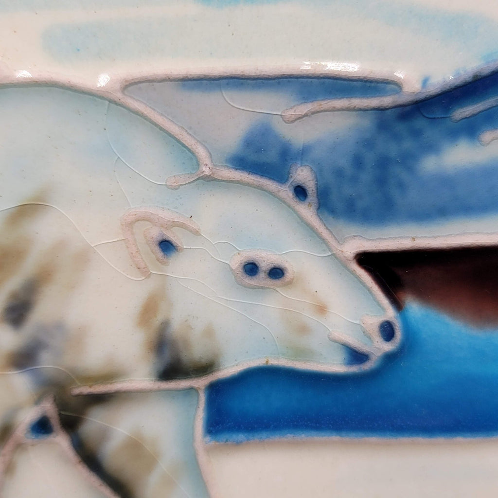 Polar Bear Ceramic Tile with Wood Stand 4"x4"