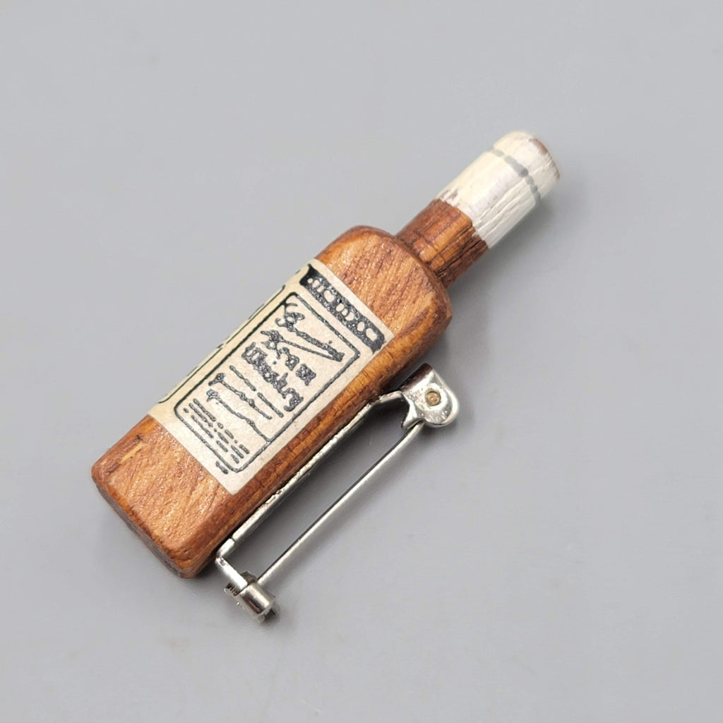Vintage Jim Beam Bottle Wood Brooch 2 in