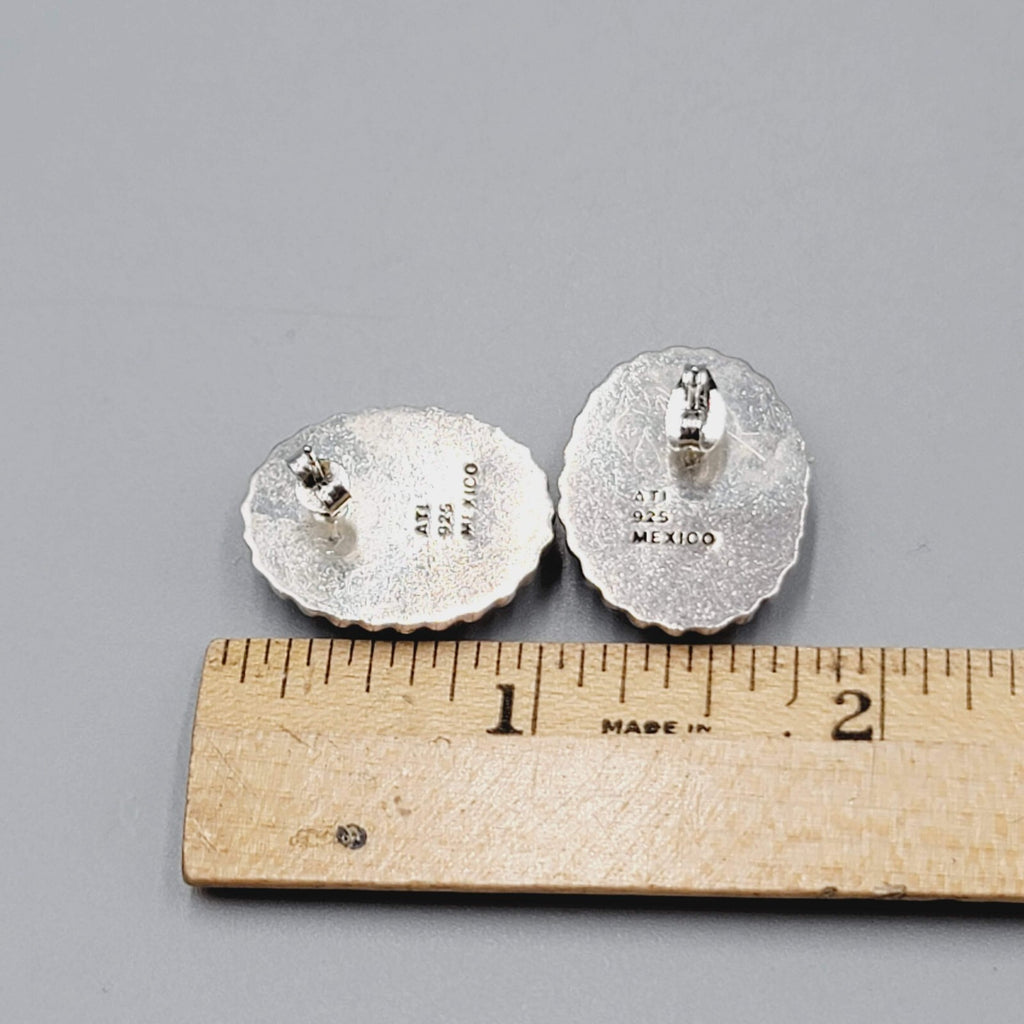 Vintage Signed ATI Mexico Sterling Silver MOP Pierced Earrings Mother of Pearl