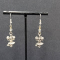 Cheerleader Pierced Earrings Silver tone Beaded Dangle 1.25"