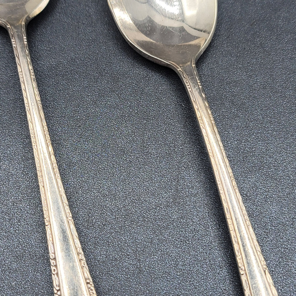 2 SOLID SERVING SPOONS HOLMES & EDWARDS  SILVERPLATE FLATWARE 8.25"