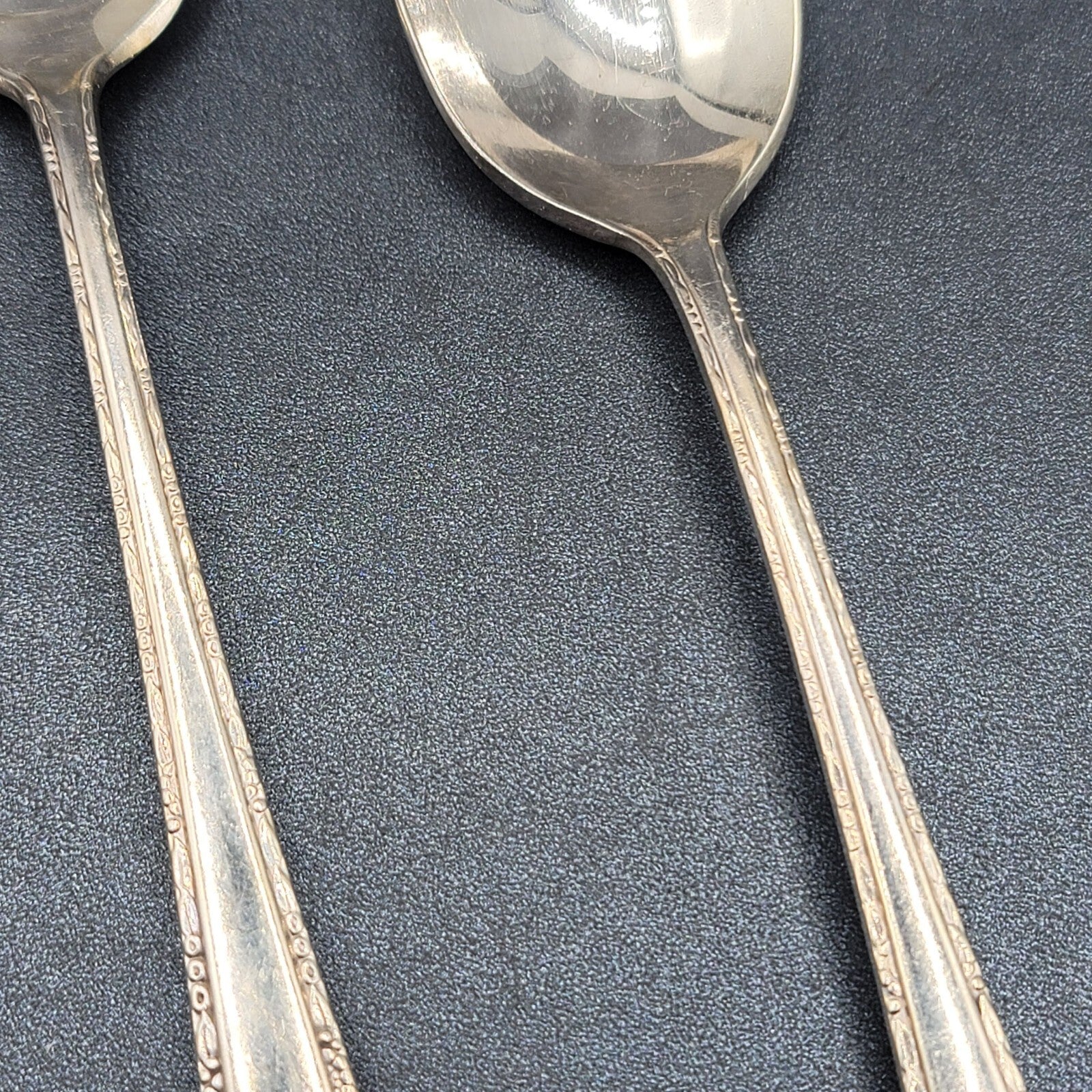 2 SOLID SERVING SPOONS HOLMES & EDWARDS  SILVERPLATE FLATWARE 8.25"