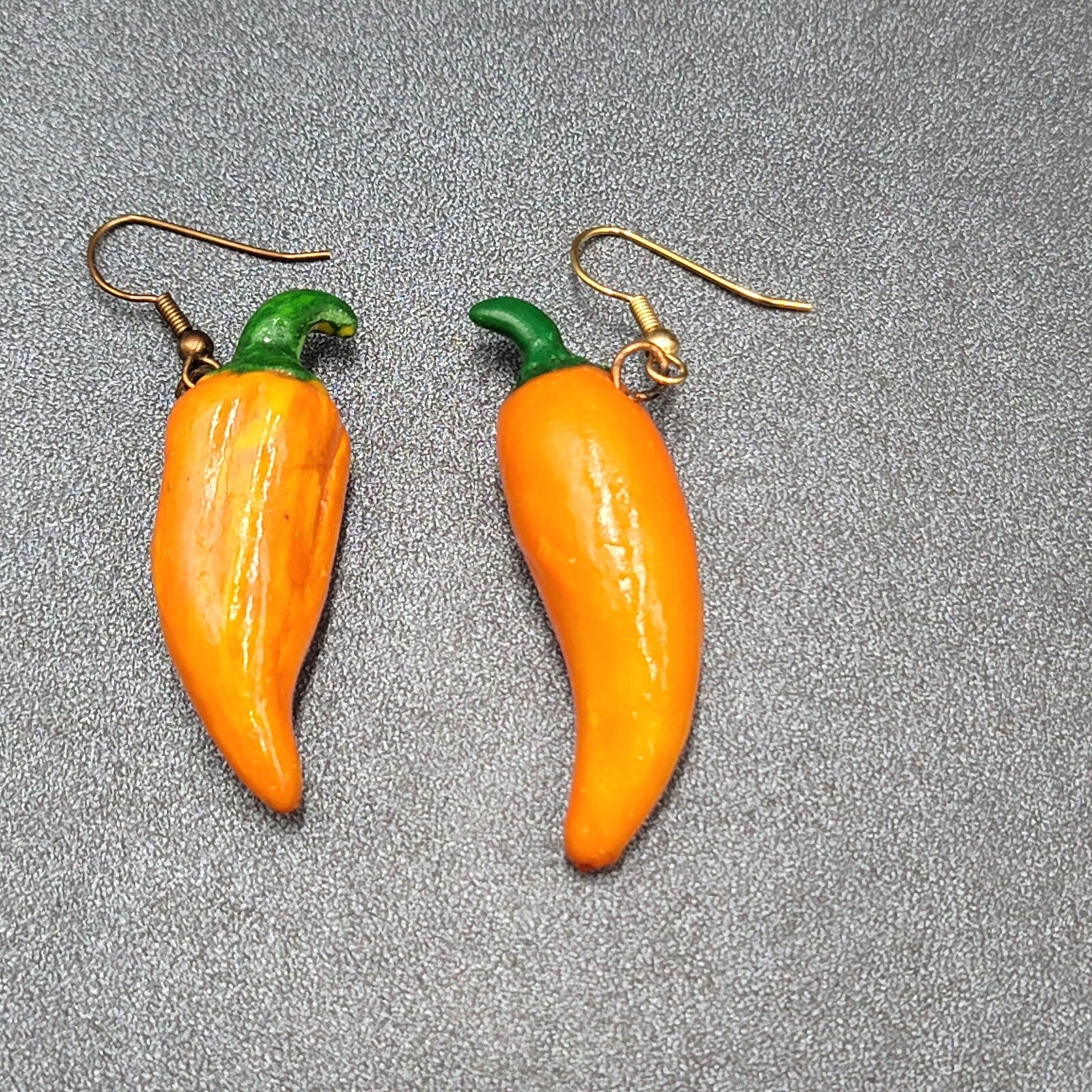Vintage Pierced Earrings Orange Chili Pepper Dangle 2"