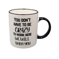 Mecal Funny Work Coffee Mug Black White Crazy Ceramic