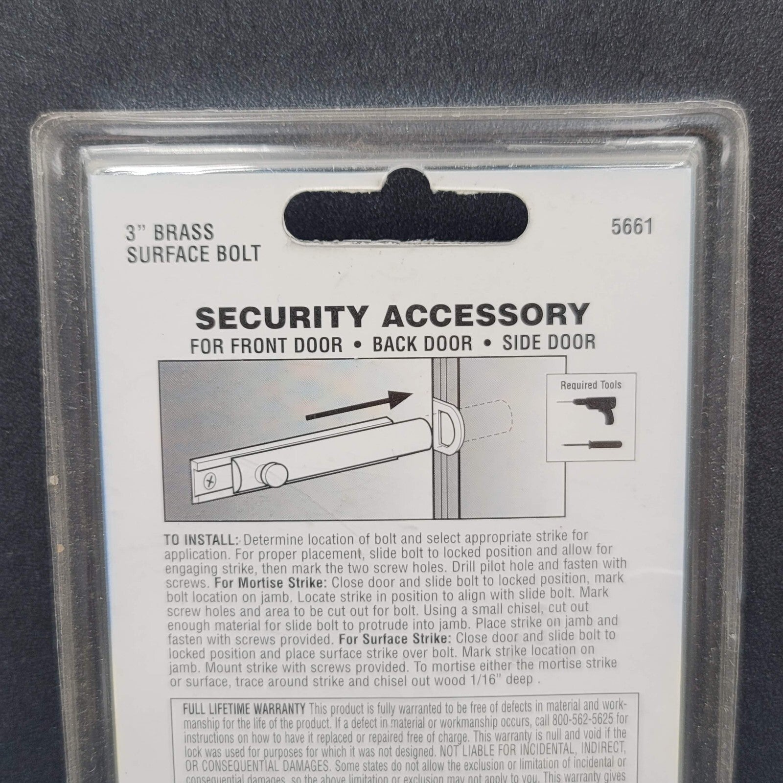 Brinks Hardware Brass Surface Bolt 5661 3 in NEW