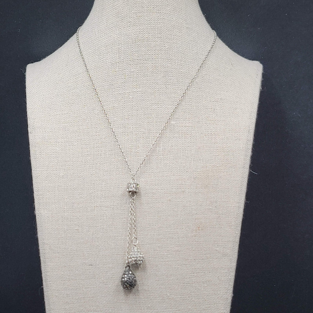Spring Street Necklace Silver tone Rhinestone Tassel Pendant 16"-18"
