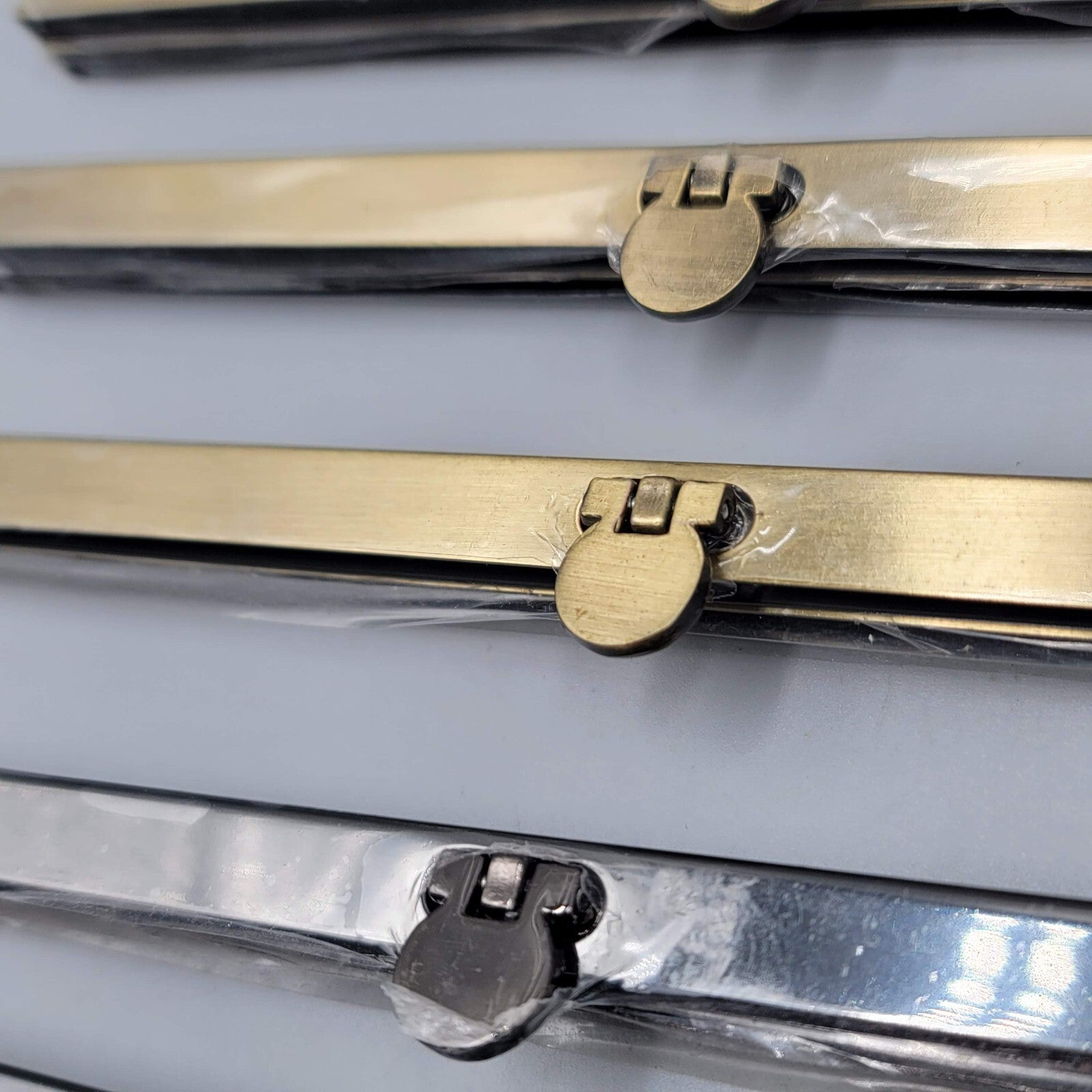 Vintage Metal Purse Clasp Closure Frame Lot of 7 New Old Stock Gunmetal Goldtone