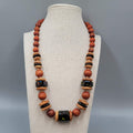 Vintage Wood Graduated Bead Statement Black Speckle Accent Bead 23"