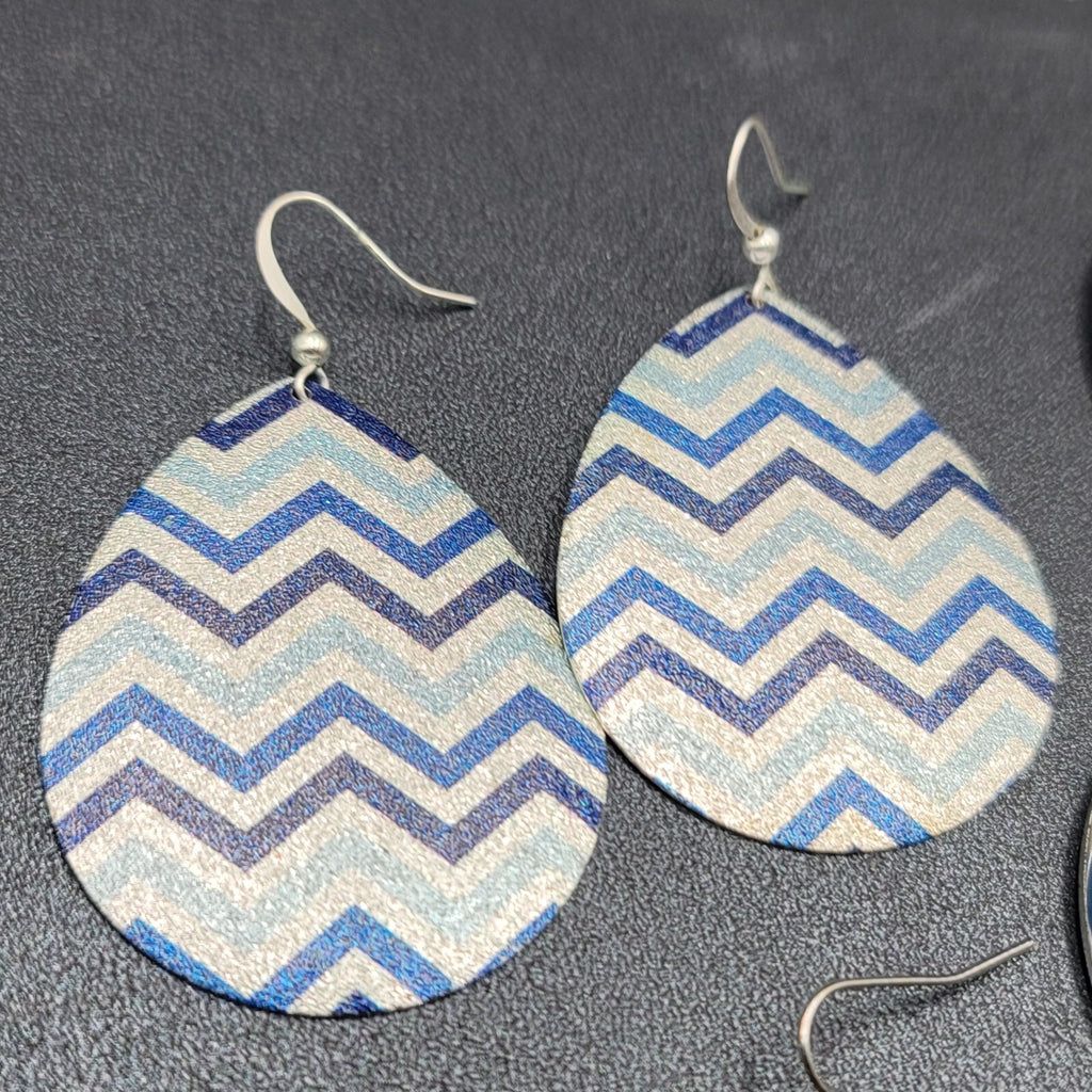 Lot of 3 Pierced Earrings Silver tone Blue Hoops Dangle